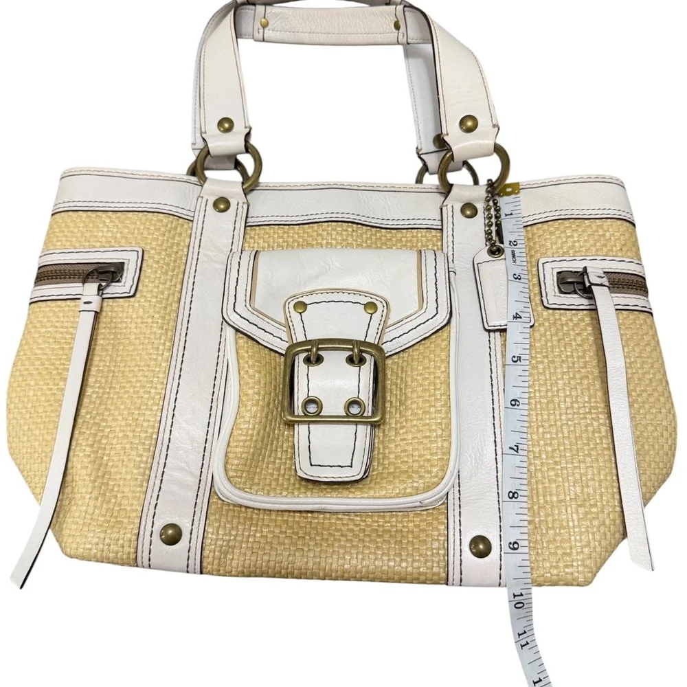 Coach Cream and Tan Tote Bag